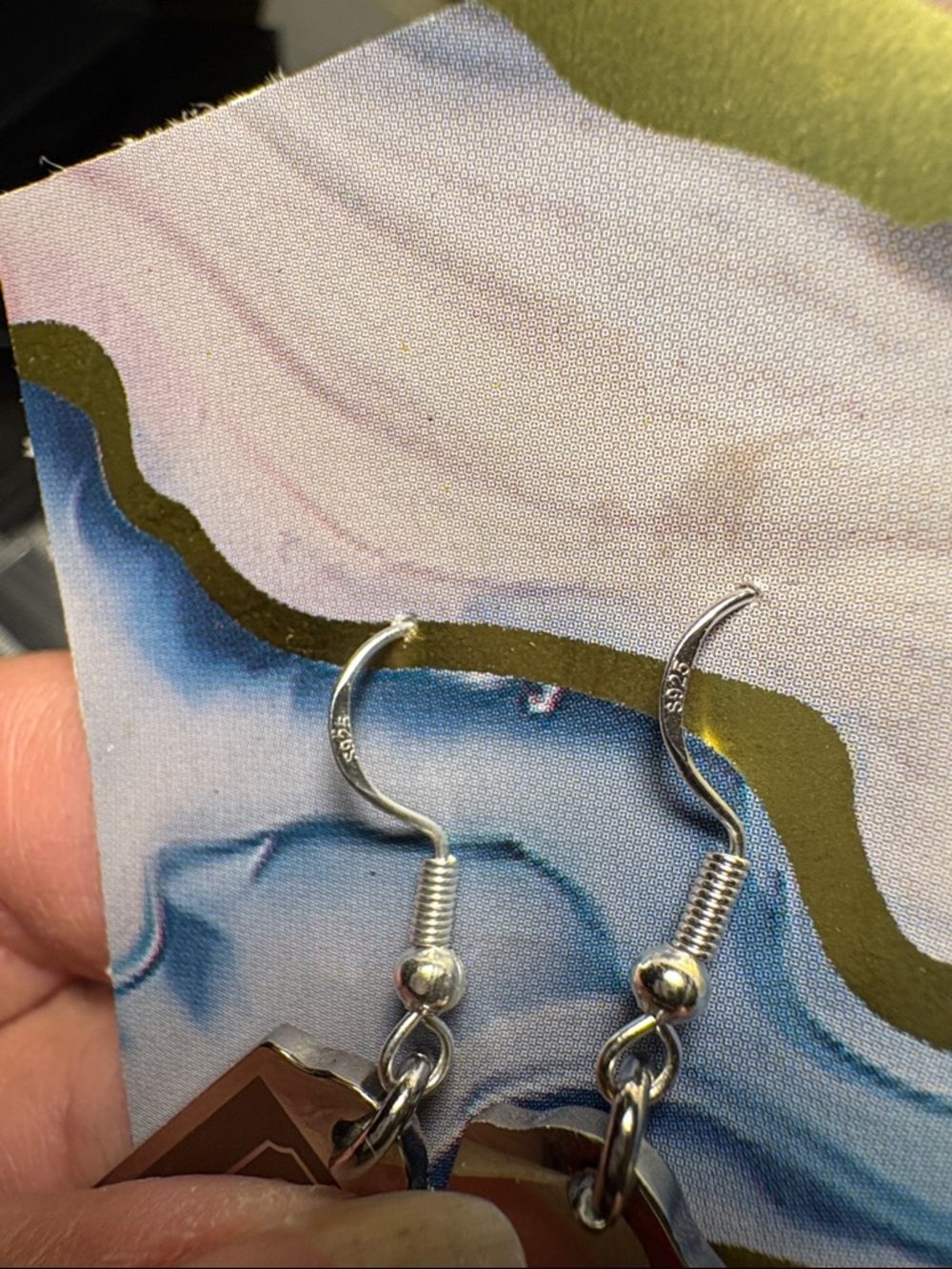 Coach Silver-Tone Earrings with Brown Logo Tags - Picture 3 of 5